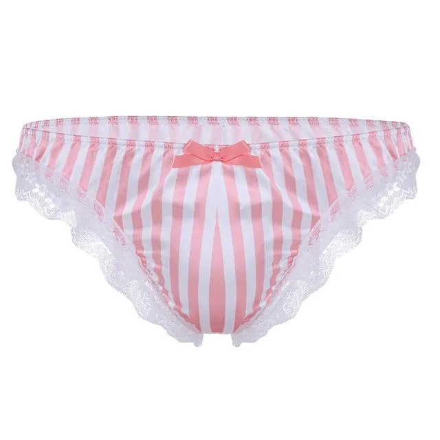 Sissy Gina Ruffle Lace Stripe Pattern CHASTITY CAGE CO Couples