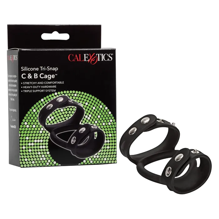 Tri Snap Cock Ball Cage Silicone CalExotics Male Sex Toys