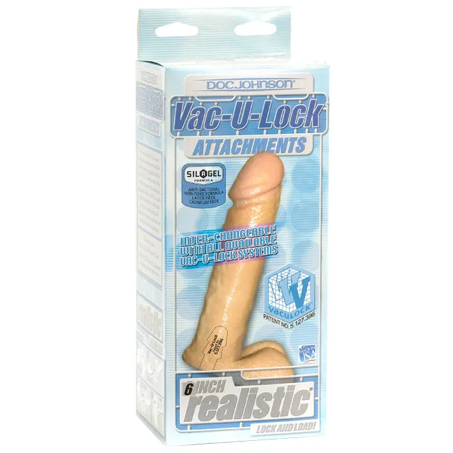 VacULock 6In Realistic Cock White Doc Johnson Dildos