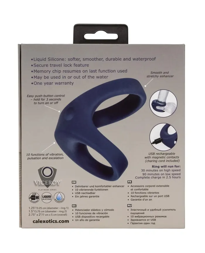 Vibrators CalExotics Viceroy Rechargeable Max Dual Ring Blue