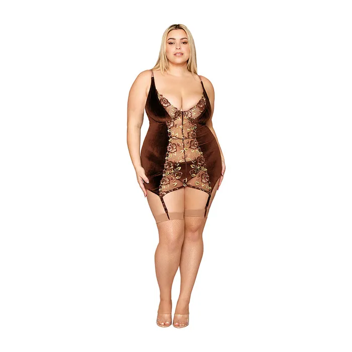 Vibrators Dg Garter Slip And Gstring Espresso 3Xl Dreamgirl Internatio