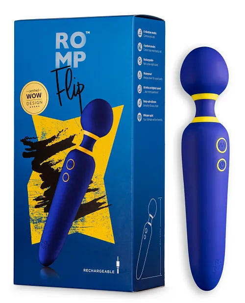 WOW Tech ROMP Flip Wand Massager Blue Vibrators