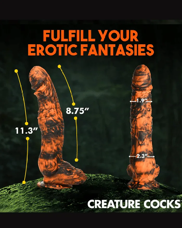 XR Brands Female Sex Toys Sabertooth 11 inch Tiger Fantasy Dildo with Suction Cup