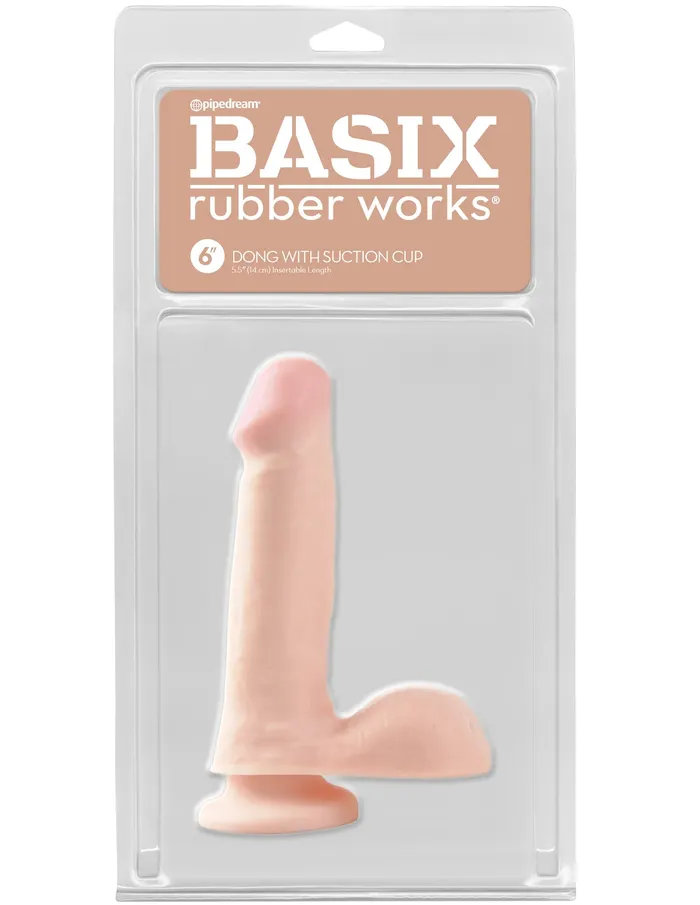 Adult Superstores Rockdale Dildos Pipedream Basix Rubber Works 6 inch Realistic Dildo with Balls and Suction Cup Mount Base Flesh