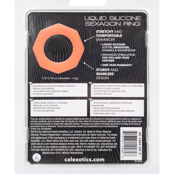 Alpha Liquid Silicone Sexagon Ring Orange CalExotics Male Sex Toys Alpha Liquid Silicone Sexagon Ring Orange CalExotics Male Sex Toys
