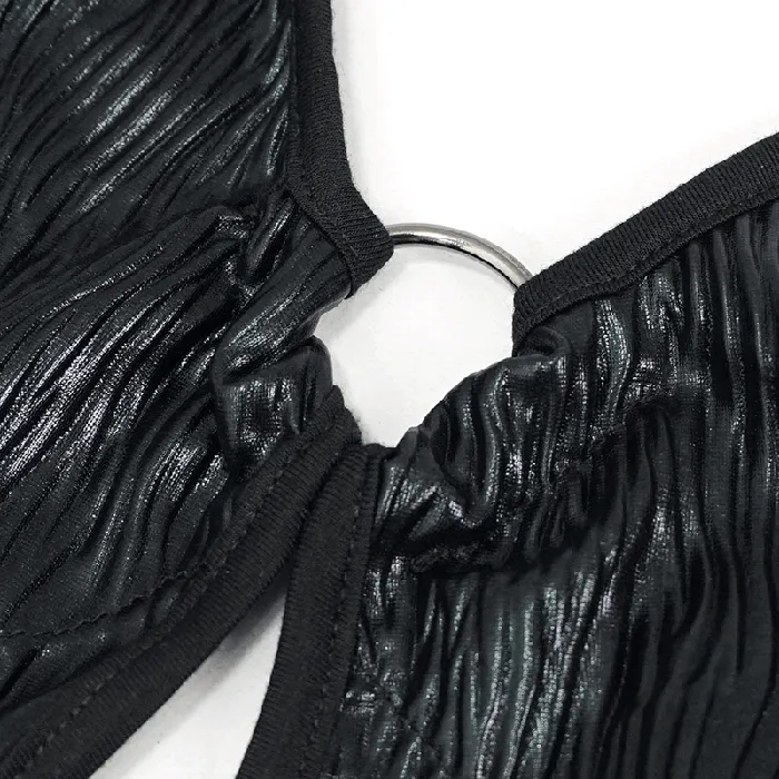 Anal EVEs SECRETS Punk Rock Swimsuit Sling Drawstring Sexy Black CutOut