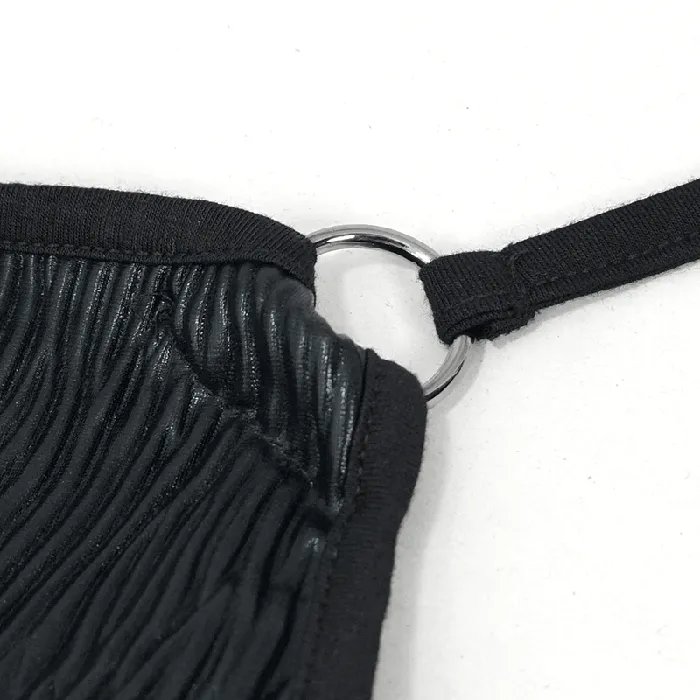 Anal EVEs SECRETS Punk Rock Swimsuit Sling Drawstring Sexy Black CutOut