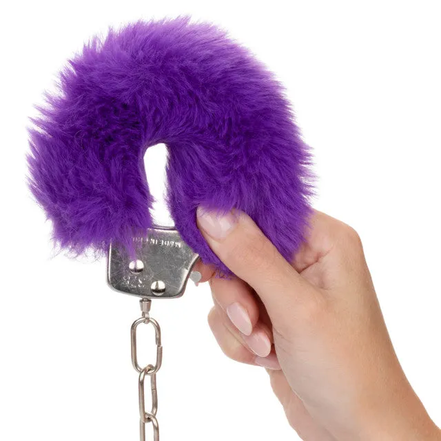 CaleXOtics ULTRA FLUFFY FURRY CUFFS Silver Metal Handcuffs with Luxurious Purple Faux Fur CalExotics Couples