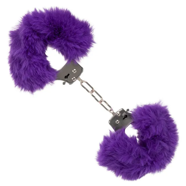 CaleXOtics ULTRA FLUFFY FURRY CUFFS Silver Metal Handcuffs with Luxurious Purple Faux Fur CalExotics Couples