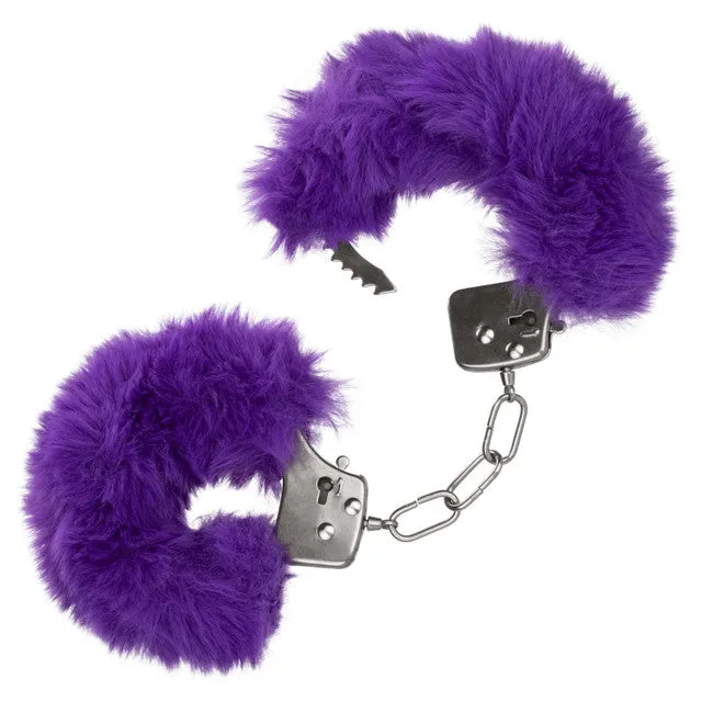 CaleXOtics ULTRA FLUFFY FURRY CUFFS Silver Metal Handcuffs with Luxurious Purple Faux Fur CalExotics Couples