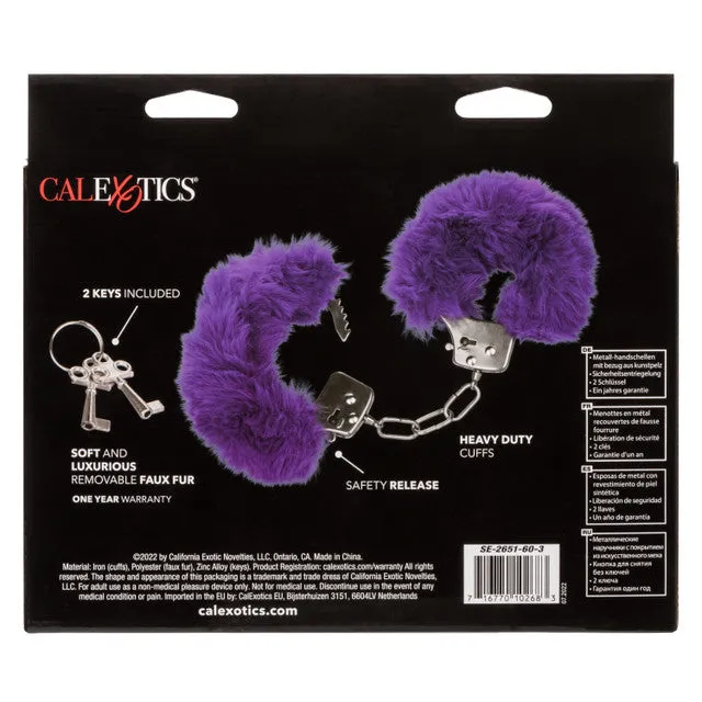 CaleXOtics ULTRA FLUFFY FURRY CUFFS Silver Metal Handcuffs with Luxurious Purple Faux Fur CalExotics Couples