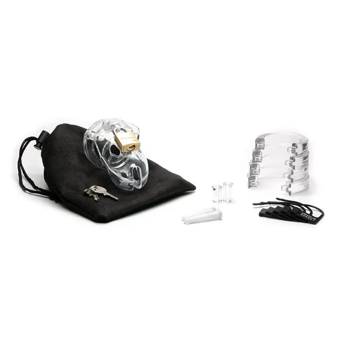 CBX Male Sex Toys Mr Stubb 175 Chastity Cock Cage Kit Pink Clear