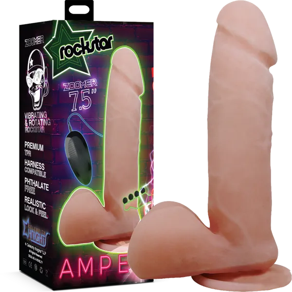 Celebrity Knights Corporation Female Sex Toys Rockstar Amped ZOOMER 75 inch Vibrating and Rotating Dildo with Remote Control Celebrity Knights Corporation Female Sex Toys Rockstar Amped ZOOMER 75 inch Vibrating and Rotating Dildo with Remote Control