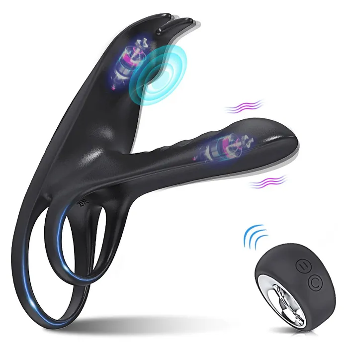 Couples EVEs SECRETS Wireless Remote Control Double Cock Ring Couple Vibrator with Dual Motor Adult Sex Toys