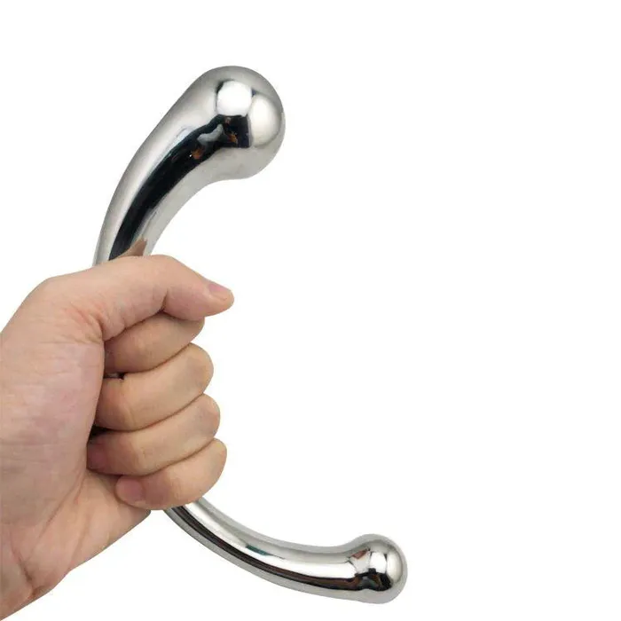 Dildos JOYGASMS JOYGASMS Pure Solid Stainless Steel G Spot and P Spot Wand 9 inch Curved Double Ended Dildo Dildos JOYGASMS JOYGASMS Pure Solid Stainless Steel G Spot and P Spot Wand 9 inch Curved Double Ended Dildo