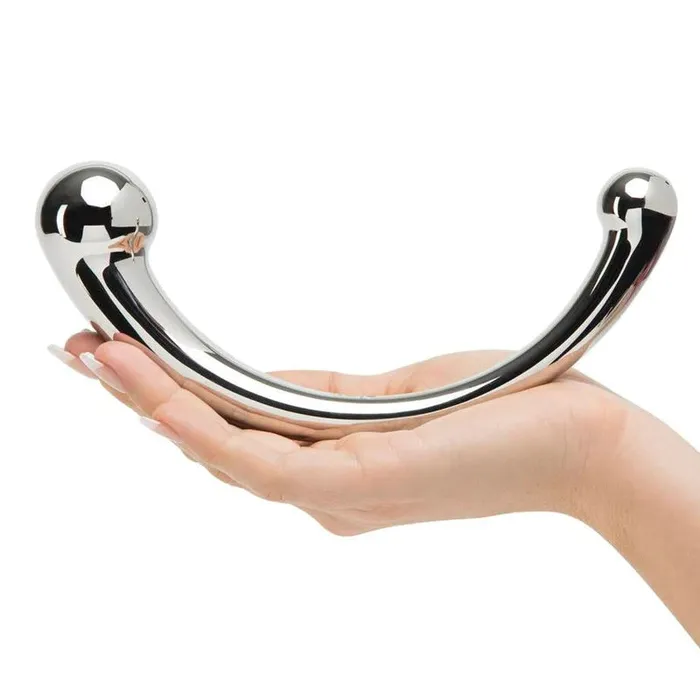 Dildos JOYGASMS JOYGASMS Pure Solid Stainless Steel G Spot and P Spot Wand 9 inch Curved Double Ended Dildo
