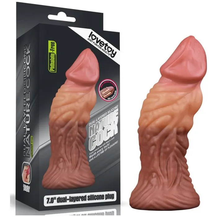 Dildos Lovetoy Nature Cock 7in Dual Layer Huge ALIEN Silicone Butt Plug Dildo Flesh