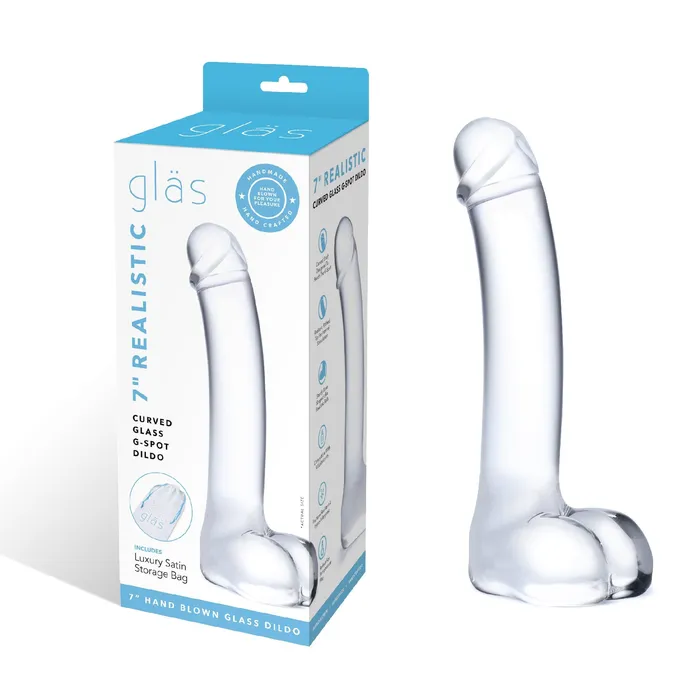 ELECTRIC NOVELTIES Dildos GLAS 7 INCH REALISTIC CURVED GLASS GSPOT DILDO