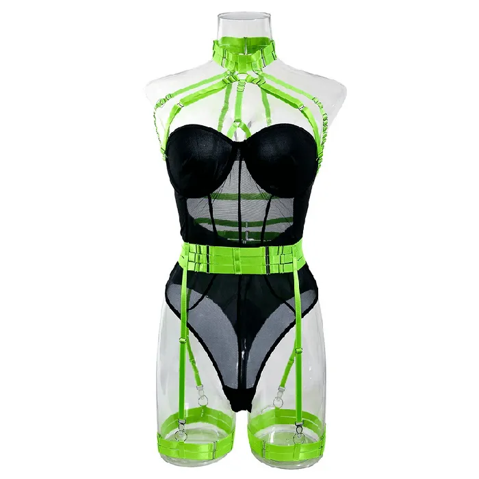 Erotic Female Halter Bodysuit Fancy Transparent Lingerie With Garters Sexy Body Outfits EVEs SECRETS Female Sex Toys