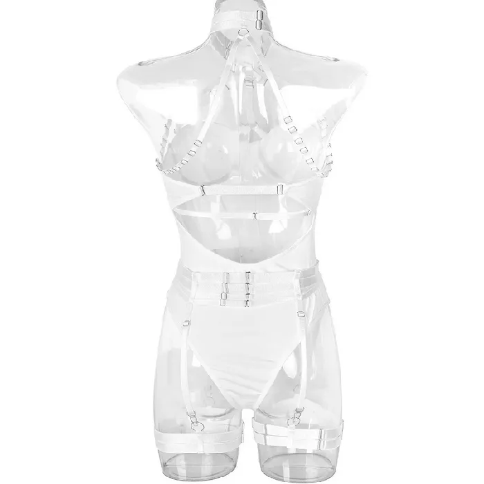 Erotic Female Halter Bodysuit Fancy Transparent Lingerie With Garters Sexy Body Outfits EVEs SECRETS Female Sex Toys