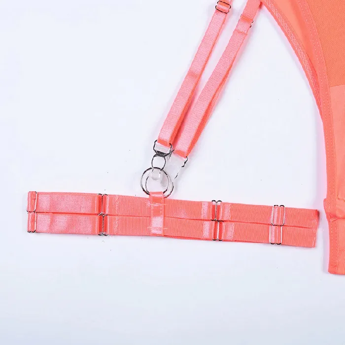Erotic Female Halter Bodysuit Fancy Transparent Lingerie With Garters Sexy Body Outfits EVEs SECRETS Female Sex Toys