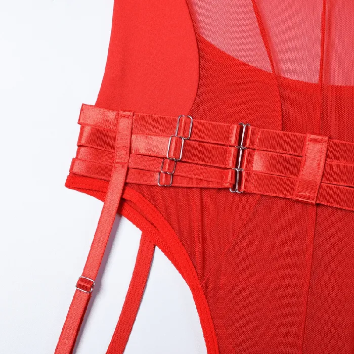Erotic Female Halter Bodysuit Fancy Transparent Lingerie With Garters Sexy Body Outfits EVEs SECRETS Female Sex Toys