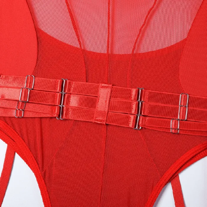 Erotic Female Halter Bodysuit Fancy Transparent Lingerie With Garters Sexy Body Outfits EVEs SECRETS Female Sex Toys