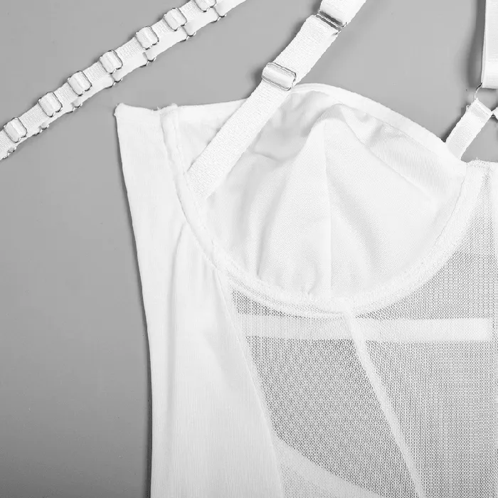 Erotic Female Halter Bodysuit Fancy Transparent Lingerie With Garters Sexy Body Outfits EVEs SECRETS Female Sex Toys