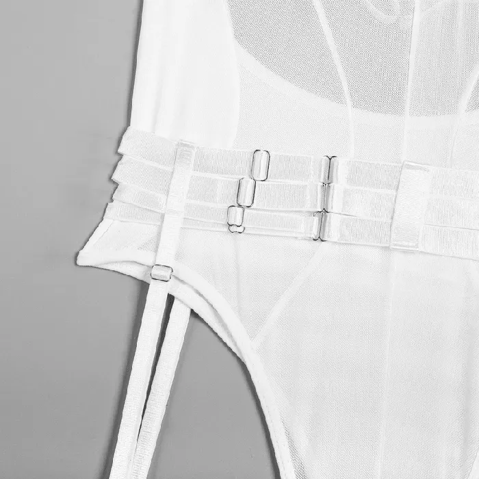 Erotic Female Halter Bodysuit Fancy Transparent Lingerie With Garters Sexy Body Outfits EVEs SECRETS Female Sex Toys