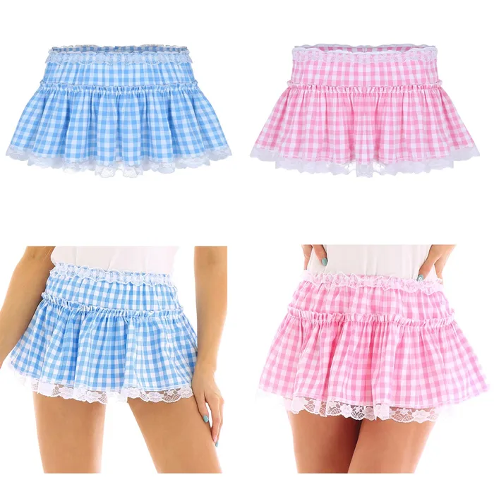 EVEs SECRETS Female Sex Toys Elastic Waistband Short Skirt with Lace Sexy Pleated ALine Mini Skirt