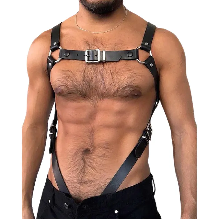 EVEs SECRETS Female Sex Toys Mens Leather Fetish Body Harness Sexy Suspenders for Pents With Metal Clips EVEs SECRETS Female Sex Toys Mens Leather Fetish Body Harness Sexy Suspenders for Pents With Metal Clips