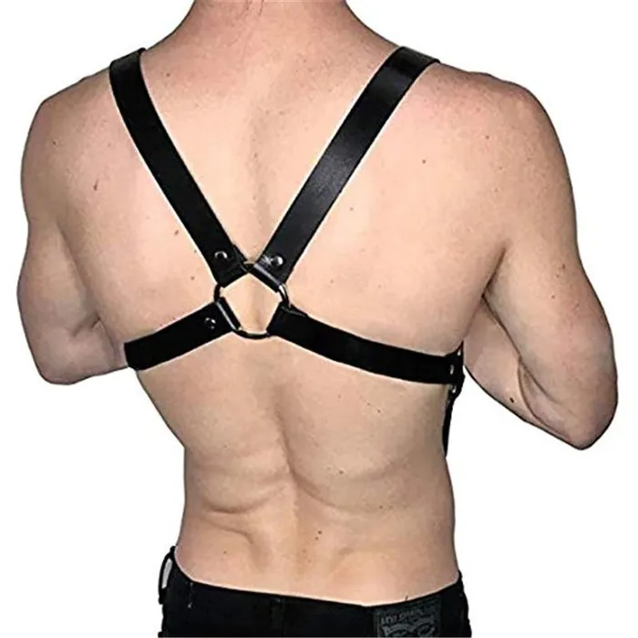 EVEs SECRETS Female Sex Toys Mens Leather Fetish Body Harness Sexy Suspenders for Pents With Metal Clips