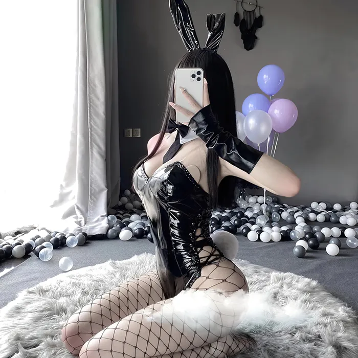 EVEs SECRETS Womens PU Leather Cosplay Bodysuit Costume One Piece Rabbit Female Anime Outfit Vibrators