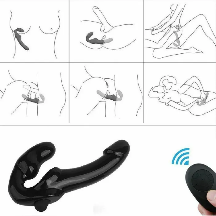 Female Sex Toys 10 Speed Remote Control Vibrating Silicone Strapless StrapOn Dildo Lusty Age