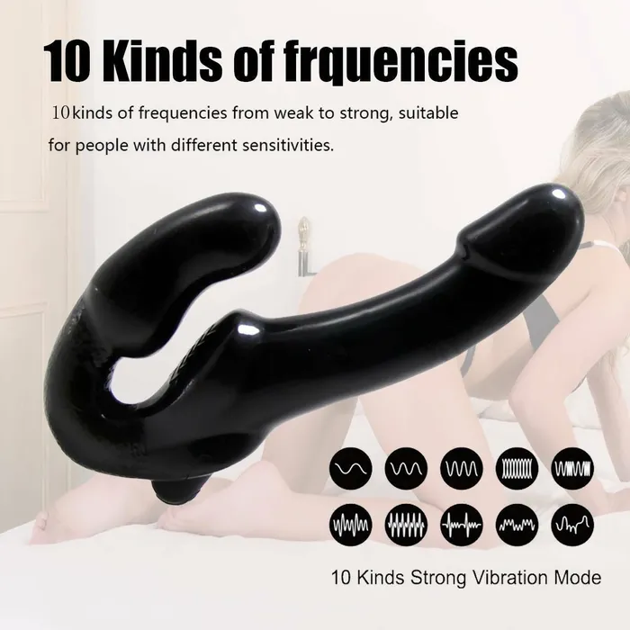 Female Sex Toys 10 Speed Remote Control Vibrating Silicone Strapless StrapOn Dildo Lusty Age