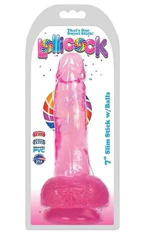 Female Sex Toys AAPD 7 Slim Stick with Balls Cherry Ice