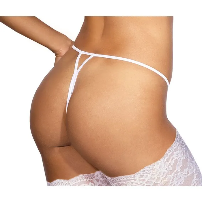 Female Sex Toys Axami Lingerie Lace Open Front GString White Medium