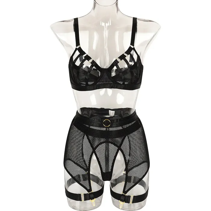 Female Sex Toys EVEs SECRETS Luxury Hollow Out Exotic Sets With Garters Sexy Hot Transparent Lingerie Erotic Female Set