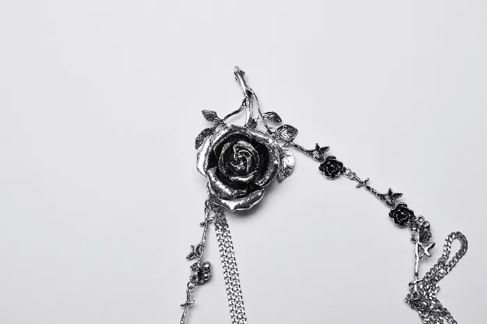 Female Sex Toys EVEs SECRETS Rose and Thorn Gothic Chain Body Harness with Floral Accents
