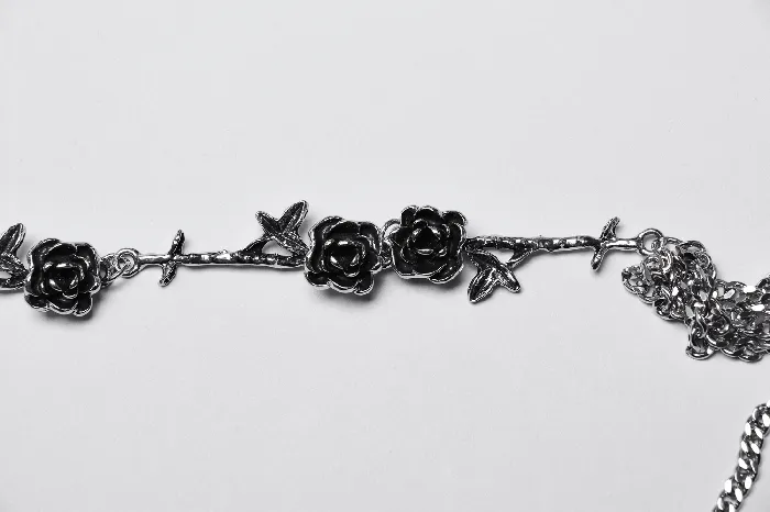 Female Sex Toys EVEs SECRETS Rose and Thorn Gothic Chain Body Harness with Floral Accents