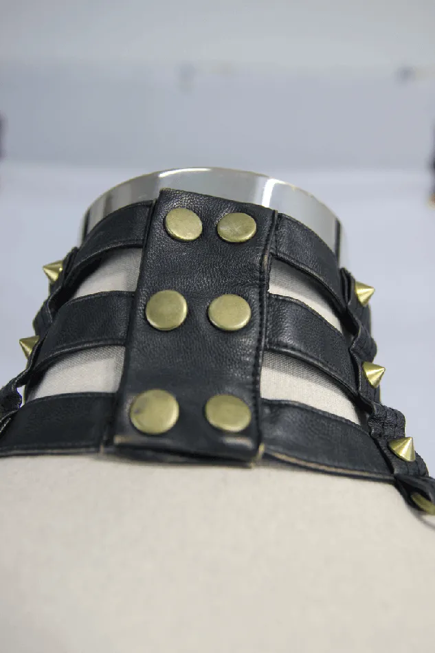 Female Sex Toys EVEs SECRETS Skull Spikes Harness HighCollar Leather Straps