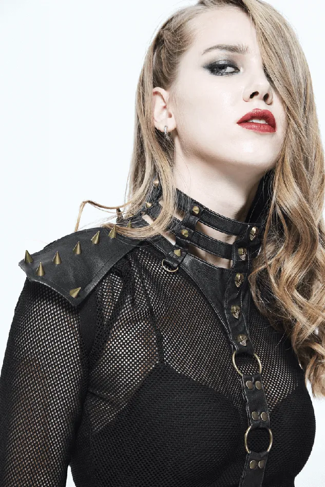 Female Sex Toys EVEs SECRETS Skull Spikes Harness HighCollar Leather Straps