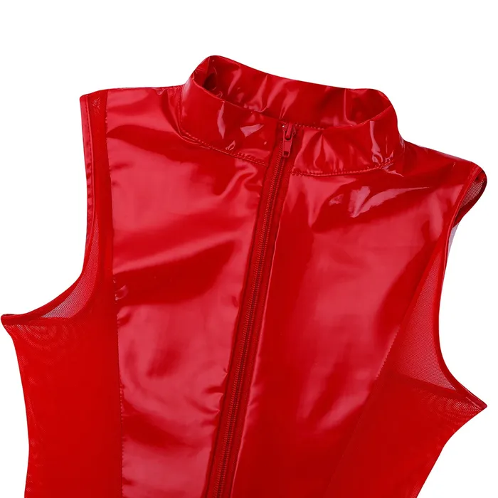 Female Shiny High Cut Bodysuit with Mesh Sexy Clubwear with Zippered Crotch EVEs SECRETS Male Sex Toys