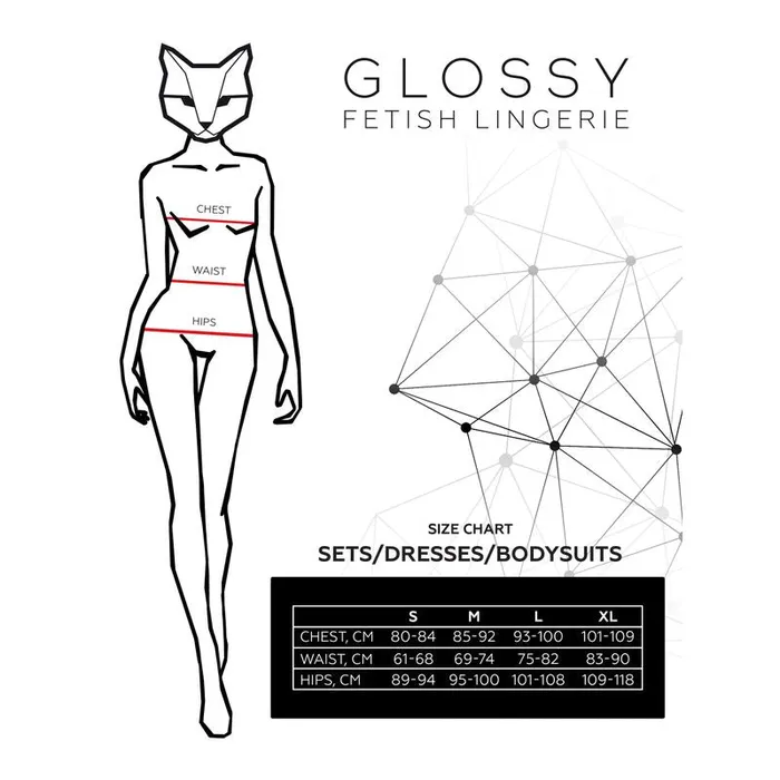 Glossy Glossy Wetlook Front LaceUp Garter Chemise Karolina Medium Black Anal