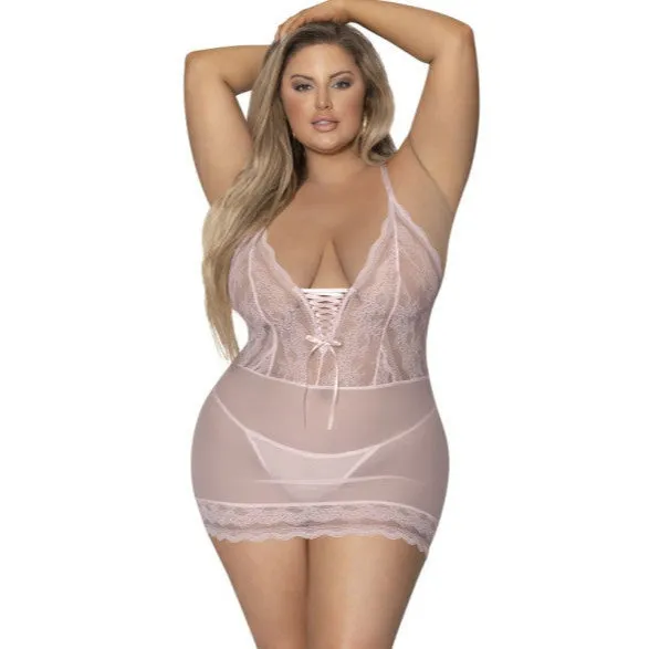 Lace Chemise and GString Blush Queen Exposed Lingerie Vibrators