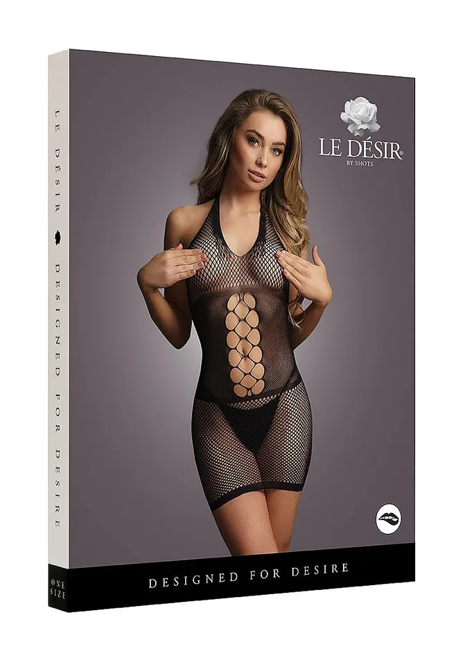 Le Desir Bliss Lingerie PEEK A BOO FISHNET DRESS Black Le Desir Bliss Lingerie Anal