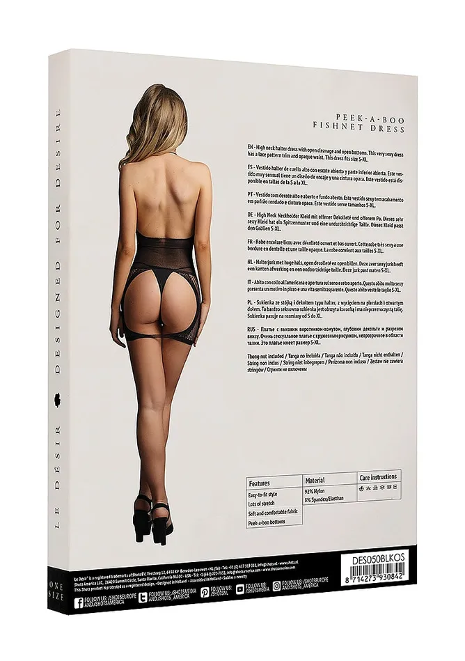 Le Desir Bliss Lingerie PEEK A BOO FISHNET DRESS Black Le Desir Bliss Lingerie Anal