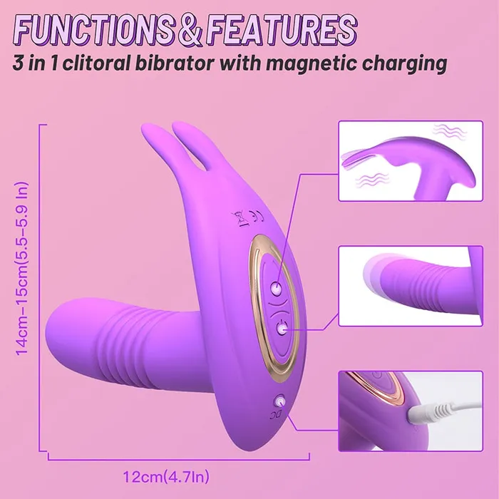 Lusty Age Female Sex Toys Wearable Dildo Telescopic Rotating Vagina Vibrator