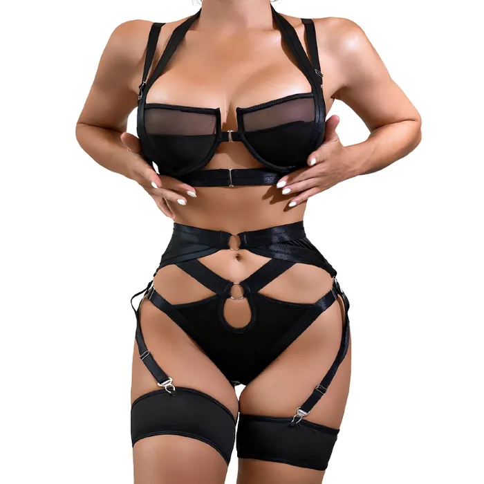 Luxury Erotic Lingerie For Women 3Pieces PushUp Underwear Set EVEs SECRETS Anal