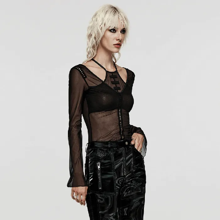Male Sex Toys EVEs SECRETS Sensual Gothic Mesh Top with Suspender Accents